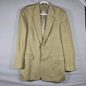 VTG Brooks Brothers Men's 100% Pure Silk‎ Blazer 42R Gold Tan Textured Weave...